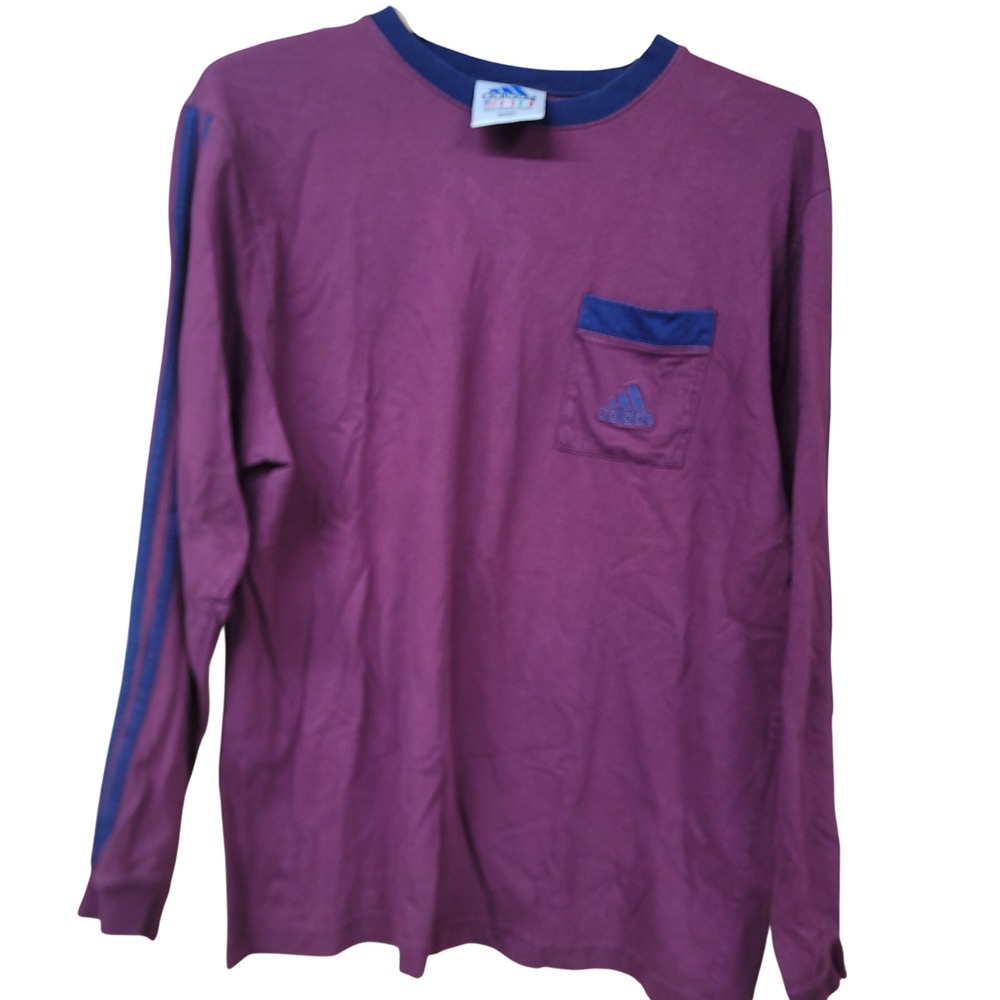 Vintage Retro 90s Adidas Long‎ Sleeve TShirt 3 Stripe Rare Collectible Sz M
